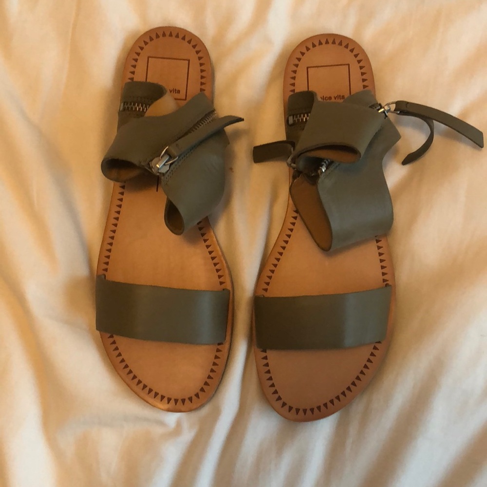 Dolce Vita Olive Green Flat Slide Sandals
